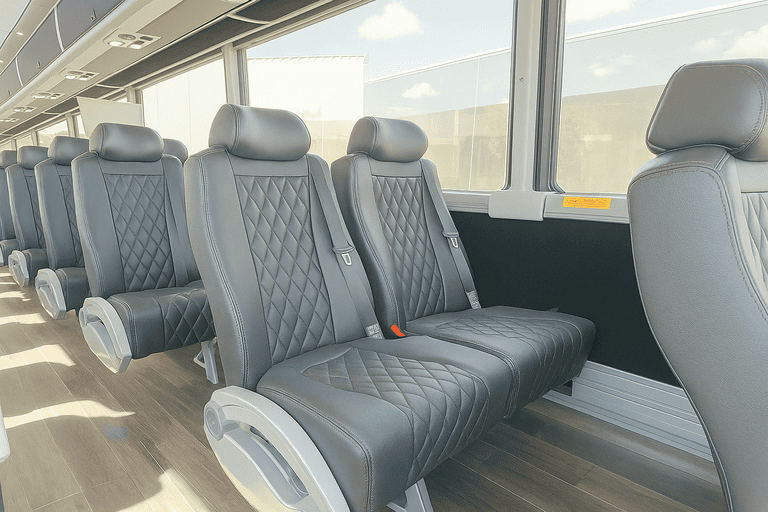 interior of Atlanta Minibus Company charter bus