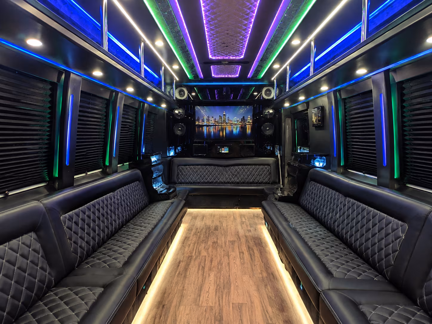 atlanta 25 passenger party bus interior